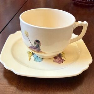 Homer Laughlin HLC hand painted De Grazia Lords Candle demitasse cup & saucer